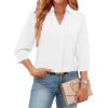 image:imageWIHOLL 34 Length Sleeve Womens Tops Dressy V Neck Collared Shirts Business Casual Work Blouses Summer Vacation Outfits 2026White