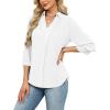 image:imageWIHOLL 34 Length Sleeve Womens Tops Dressy V Neck Collared Shirts Business Casual Work Blouses Summer Vacation Outfits 2026White