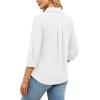 image:imageWIHOLL 34 Length Sleeve Womens Tops Dressy V Neck Collared Shirts Business Casual Work Blouses Summer Vacation Outfits 2026White