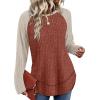 image:imageWIHOLL Long Sleeve Shirts for Women 2026 Fall Sweaters Lightweight Casual Tunic Tops Loose Fit Winter Clothing S2XL1paneled Apricot Caramel