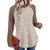 image:imageWIHOLL Long Sleeve Shirts for Women 2026 Fall Sweaters Lightweight Casual Tunic Tops Loose Fit Winter Clothing S2XL1paneled Brown Apricot