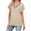 image:imageWIHOLL Summer Tops for Women Dressy Casual Short Sleeve Shirts Business Casual T Shirts Beach Vacation ClothesBeige Waves