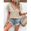 image:imageWIHOLL Summer Tops for Women Dressy Casual Short Sleeve Shirts Business Casual T Shirts Beach Vacation ClothesBeige Waves