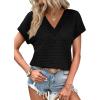 image:imageWIHOLL Summer Tops for Women Dressy Casual Short Sleeve Shirts Business Casual T Shirts Beach Vacation ClothesBlack