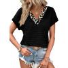image:imageWIHOLL Summer Tops for Women Dressy Casual Short Sleeve Shirts Business Casual T Shirts Beach Vacation ClothesBlack Leopard