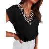 image:imageWIHOLL Summer Tops for Women Dressy Casual Short Sleeve Shirts Business Casual T Shirts Beach Vacation ClothesBlack Leopard