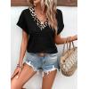 image:imageWIHOLL Summer Tops for Women Dressy Casual Short Sleeve Shirts Business Casual T Shirts Beach Vacation ClothesBlack Leopard