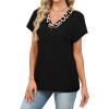 image:imageWIHOLL Summer Tops for Women Dressy Casual Short Sleeve Shirts Business Casual T Shirts Beach Vacation ClothesBlack Leopard