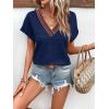 image:imageWIHOLL Summer Tops for Women Dressy Casual Short Sleeve Shirts Business Casual T Shirts Beach Vacation ClothesBlue Rainbow