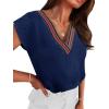 image:imageWIHOLL Summer Tops for Women Dressy Casual Short Sleeve Shirts Business Casual T Shirts Beach Vacation ClothesBlue Rainbow