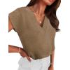 image:imageWIHOLL Summer Tops for Women Dressy Casual Short Sleeve Shirts Business Casual T Shirts Beach Vacation ClothesBrown