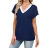 image:imageWIHOLL Summer Tops for Women Dressy Casual Short Sleeve Shirts Business Casual T Shirts Beach Vacation ClothesNavy Blue