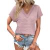 image:imageWIHOLL Summer Tops for Women Dressy Casual Short Sleeve Shirts Business Casual T Shirts Beach Vacation ClothesPink