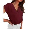 image:imageWIHOLL Summer Tops for Women Dressy Casual Short Sleeve Shirts Business Casual T Shirts Beach Vacation ClothesPlum Red