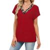 image:imageWIHOLL Summer Tops for Women Dressy Casual Short Sleeve Shirts Business Casual T Shirts Beach Vacation ClothesRed Leopard