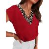 image:imageWIHOLL Summer Tops for Women Dressy Casual Short Sleeve Shirts Business Casual T Shirts Beach Vacation ClothesRed Leopard