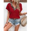 image:imageWIHOLL Summer Tops for Women Dressy Casual Short Sleeve Shirts Business Casual T Shirts Beach Vacation ClothesRed Leopard