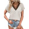 image:imageWIHOLL Summer Tops for Women Dressy Casual Short Sleeve Shirts Business Casual T Shirts Beach Vacation ClothesWhite