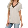 image:imageWIHOLL Summer Tops for Women Dressy Casual Short Sleeve Shirts Business Casual T Shirts Beach Vacation ClothesWhite
