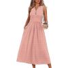 image:imageWIHOLL Vacation Dresses for Women 2026 Summer Flowy Maxi Cute Boho Midi Tshirt Dress Beach Essentials Pink Polka Dot L