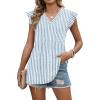 image:imageWIHOLL Womens Summer Tops 2026 Babydoll Shirts Ruffle Sleeve Spring Outfits Dressy Casual BlousesBlue Stripes
