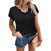 image:imageWIHOLL Womens Summer Tops Cap Sleeve Sweater V Neck Shirts Beach Vacation Clothes Business Casual Fashion Clothing0black