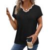 image:imageWIHOLL Womens Summer Tops Cap Sleeve Sweater V Neck Shirts Beach Vacation Clothes Business Casual Fashion Clothing0black