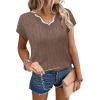 image:imageWIHOLL Womens Summer Tops Cap Sleeve Sweater V Neck Shirts Beach Vacation Clothes Business Casual Fashion Clothing1coffee