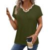 image:imageWIHOLL Womens Summer Tops Cap Sleeve Sweater V Neck Shirts Beach Vacation Clothes Business Casual Fashion ClothingArmy Green