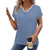 image:imageWIHOLL Womens Summer Tops Cap Sleeve Sweater V Neck Shirts Beach Vacation Clothes Business Casual Fashion ClothingBlue