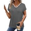 image:imageWIHOLL Womens Summer Tops Cap Sleeve Sweater V Neck Shirts Beach Vacation Clothes Business Casual Fashion ClothingGrey