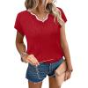 image:imageWIHOLL Womens Summer Tops Cap Sleeve Sweater V Neck Shirts Beach Vacation Clothes Business Casual Fashion ClothingRed
