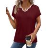 image:imageWIHOLL Womens Summer Tops Cap Sleeve Sweater V Neck Shirts Beach Vacation Clothes Business Casual Fashion ClothingRed Wine