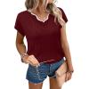 image:imageWIHOLL Womens Summer Tops Cap Sleeve Sweater V Neck Shirts Beach Vacation Clothes Business Casual Fashion ClothingRed Wine