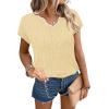 image:imageWIHOLL Womens Summer Tops Cap Sleeve Sweater V Neck Shirts Beach Vacation Clothes Business Casual Fashion ClothingYellow
