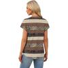 image:imageWIHOLL Womens Summer Tops V Neck T Shirts Cap Sleeve Business Casual Outfits Loose Fit Beach Vacation Clothes Basic TeesBrown Stripe
