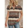 image:imageWIHOLL Womens Summer Tops V Neck T Shirts Cap Sleeve Business Casual Outfits Loose Fit Beach Vacation Clothes Basic TeesBrown Stripe