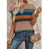 image:imageWIHOLL Womens Summer Tops V Neck T Shirts Cap Sleeve Business Casual Outfits Loose Fit Beach Vacation Clothes Basic TeesColorful Striped