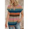 image:imageWIHOLL Womens Summer Tops V Neck T Shirts Cap Sleeve Business Casual Outfits Loose Fit Beach Vacation Clothes Basic TeesColorful Striped