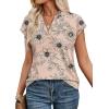 image:imageWIHOLL Womens Summer Tops V Neck T Shirts Cap Sleeve Business Casual Outfits Loose Fit Beach Vacation Clothes Basic TeesFloral Beige