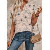 image:imageWIHOLL Womens Summer Tops V Neck T Shirts Cap Sleeve Business Casual Outfits Loose Fit Beach Vacation Clothes Basic TeesFloral Beige