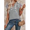 image:imageWIHOLL Womens Summer Tops V Neck T Shirts Cap Sleeve Business Casual Outfits Loose Fit Beach Vacation Clothes Basic TeesPrinted Grey