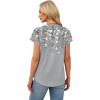 image:imageWIHOLL Womens Summer Tops V Neck T Shirts Cap Sleeve Business Casual Outfits Loose Fit Beach Vacation Clothes Basic TeesPrinted Grey