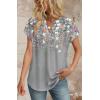 image:imageWIHOLL Womens Summer Tops V Neck T Shirts Cap Sleeve Business Casual Outfits Loose Fit Beach Vacation Clothes Basic TeesPrinted Grey