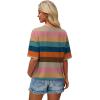 image:imageWIHOLL Womens T Shirts Loose Fit Short Half Sleeve Crew Neck Oversized Tshirts Color Block Summer Tops Fashion 2026Striped Brown