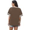 image:imageWIHOLL Womens T Shirts Loose Fit Short Sleeve Tees V Neck Color Block Summer Tops 2026 Fashion S4XLBeige Brown