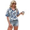 image:imageWIHOLL Womens T Shirts Loose Fit Short Sleeve Tees V Neck Color Block Summer Tops 2026 Fashion S4XLBlue Floral Print
