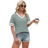 image:imageWIHOLL Womens T Shirts Loose Fit Short Sleeve Tees V Neck Color Block Summer Tops 2026 Fashion S4XLGreen White