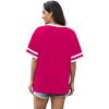 image:imageWIHOLL Womens T Shirts Loose Fit Short Sleeve Tees V Neck Color Block Summer Tops 2026 Fashion S4XLHot Pink
