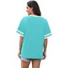 image:imageWIHOLL Womens T Shirts Loose Fit Short Sleeve Tees V Neck Color Block Summer Tops 2026 Fashion S4XLLight Lake Blue